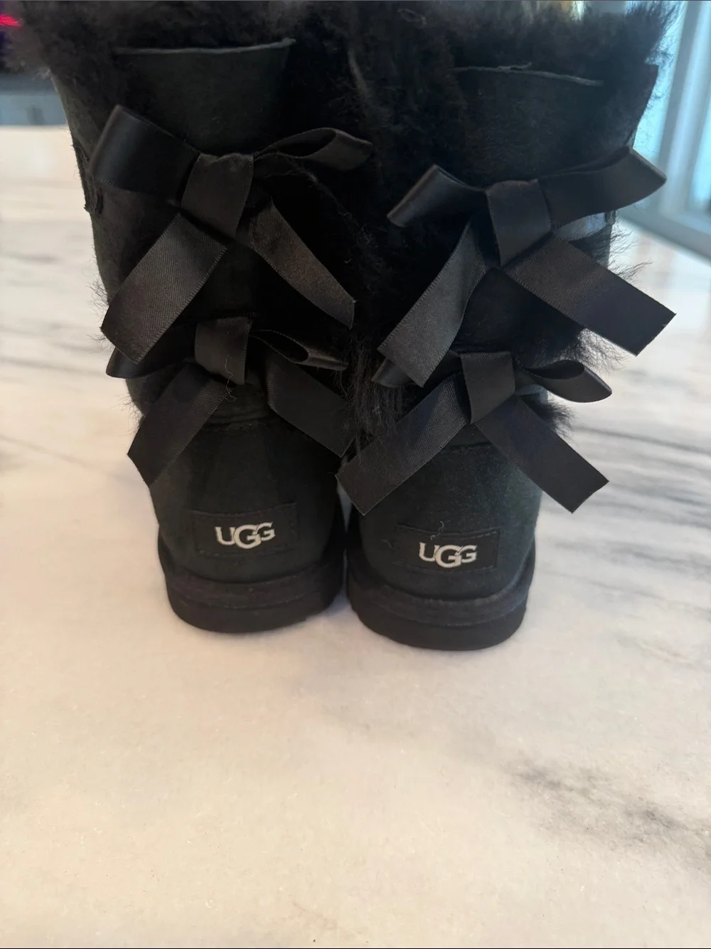 UGG Kids Black Suede Fleece-Lined Rain & Snow Boots